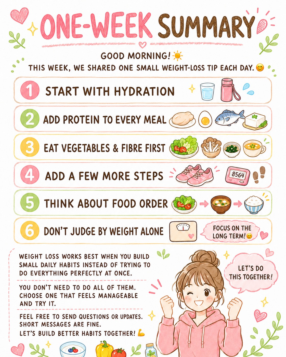Week 3 summary of six foundation habits for weight loss