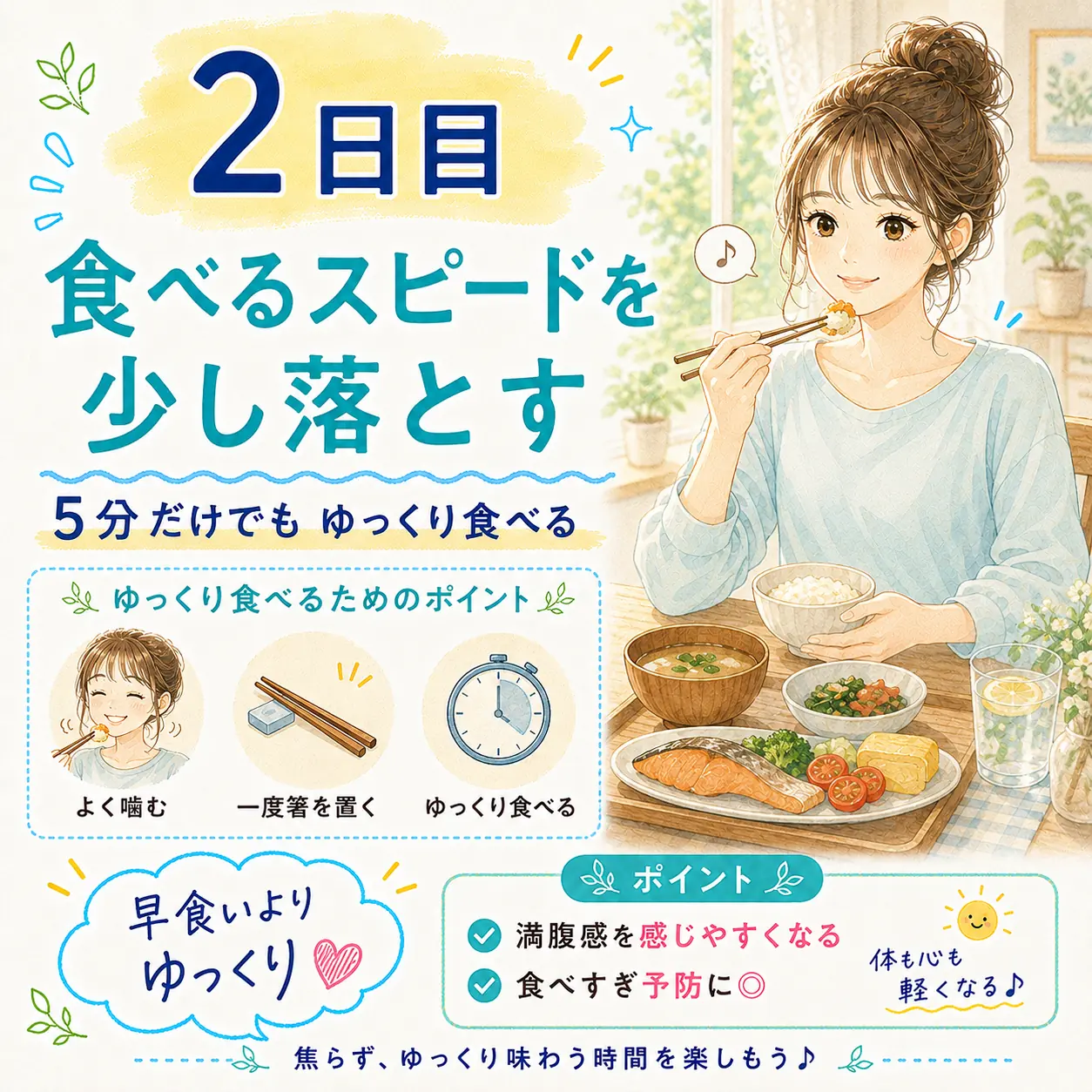 2日目 食べるスピードを少し落とす