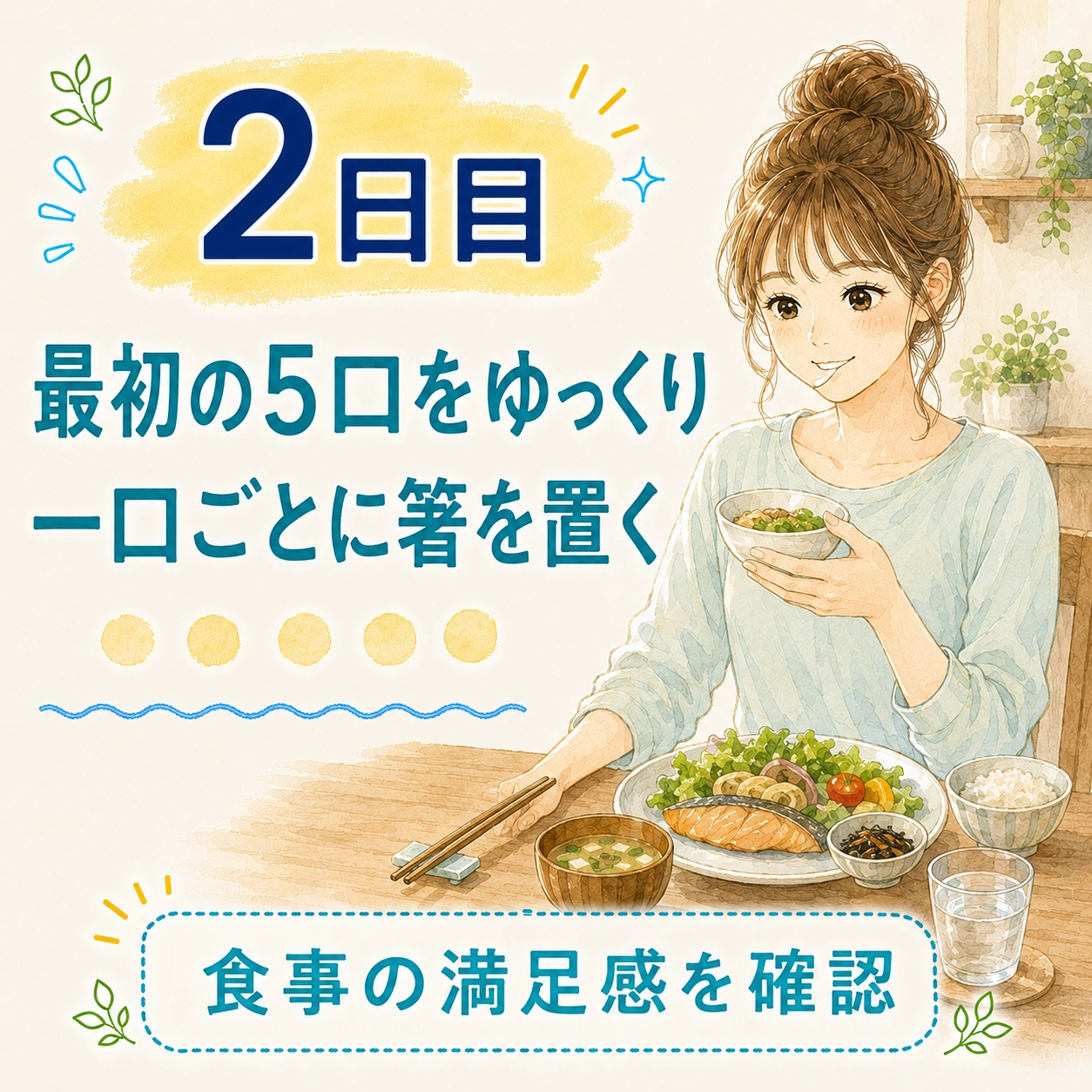 2日目 最初の5口をゆっくり食べる