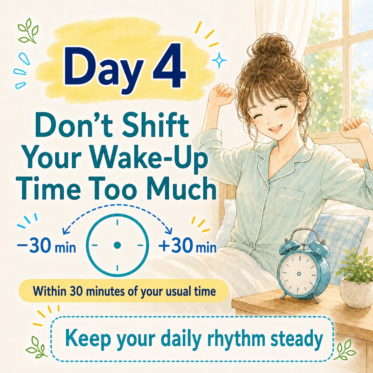 Day 4 keep your wake-up time consistent