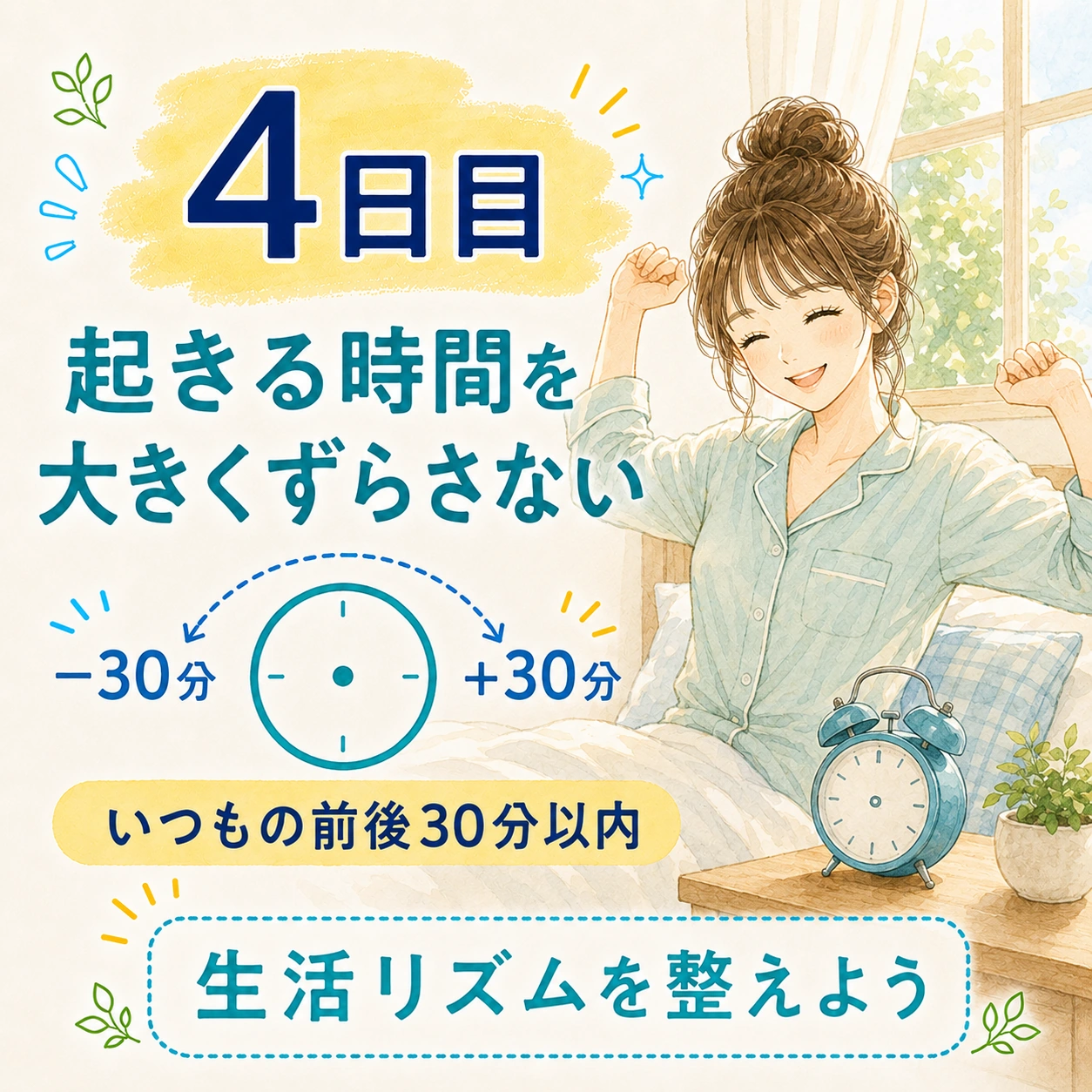 4日目 起きる時間を大きくずらさない