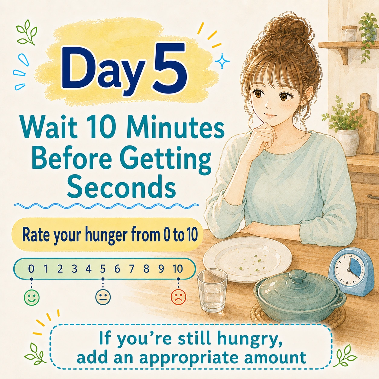 Day 5 wait ten minutes before getting seconds