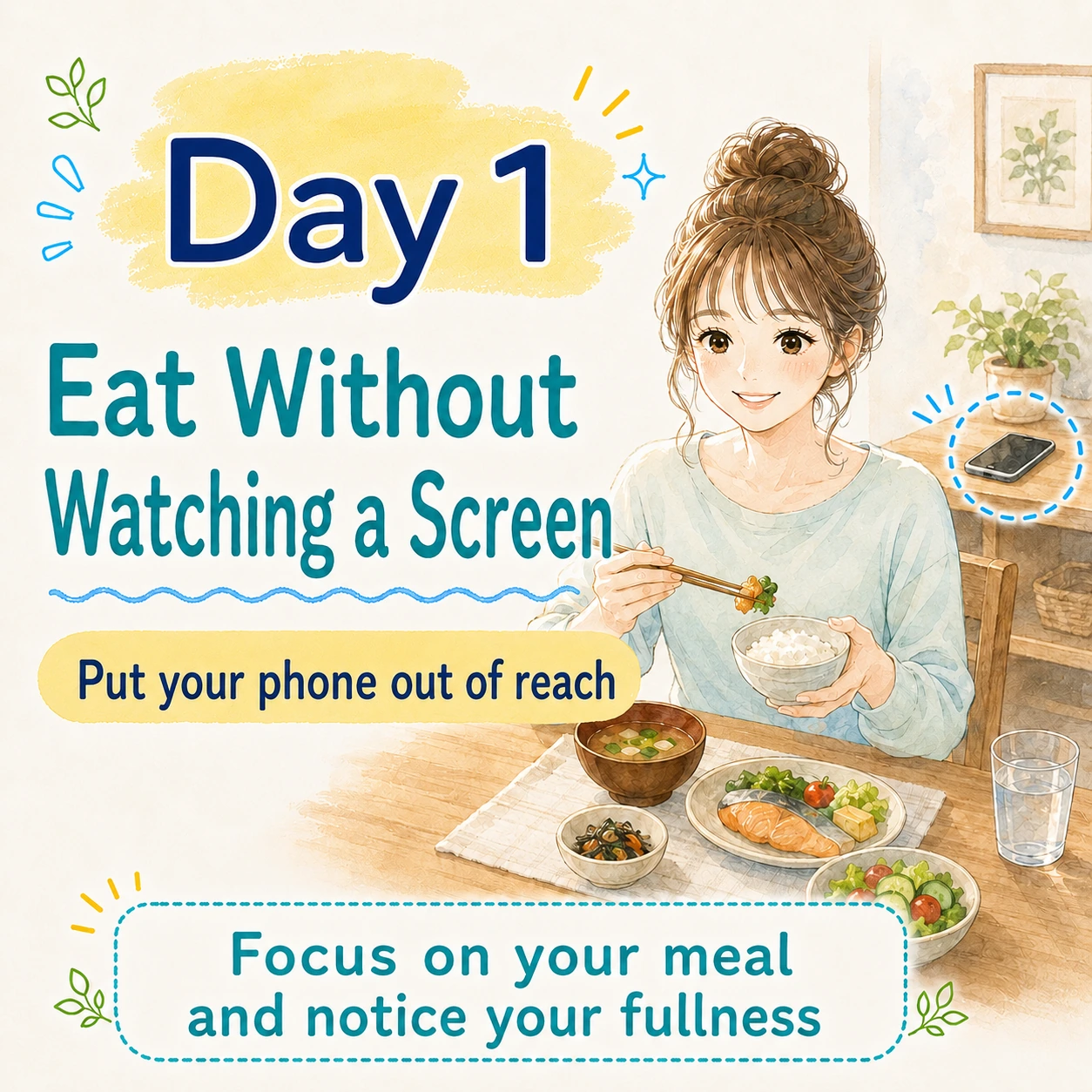 Day 1 eat without watching a screen