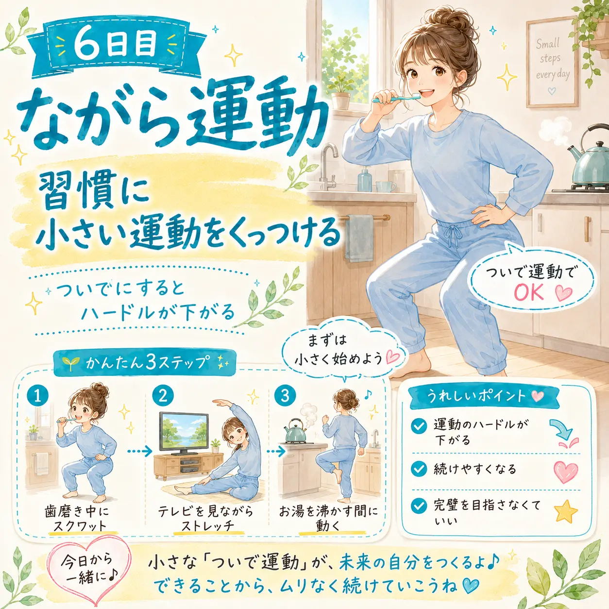 6日目 ながら運動の日本語イラスト